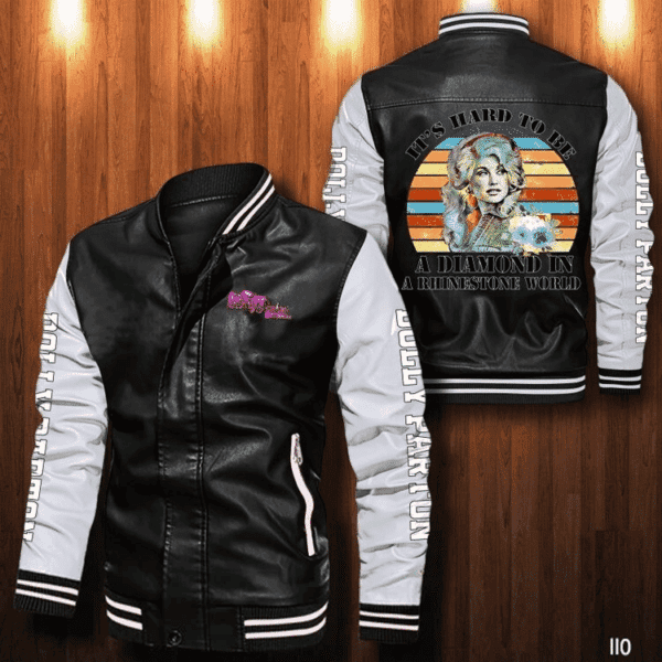 Dolly Parton Its Hard To Be A Diamond Music Thank You For The Memories 5k626 Gifts Lover Leather Bomber Jacket 45