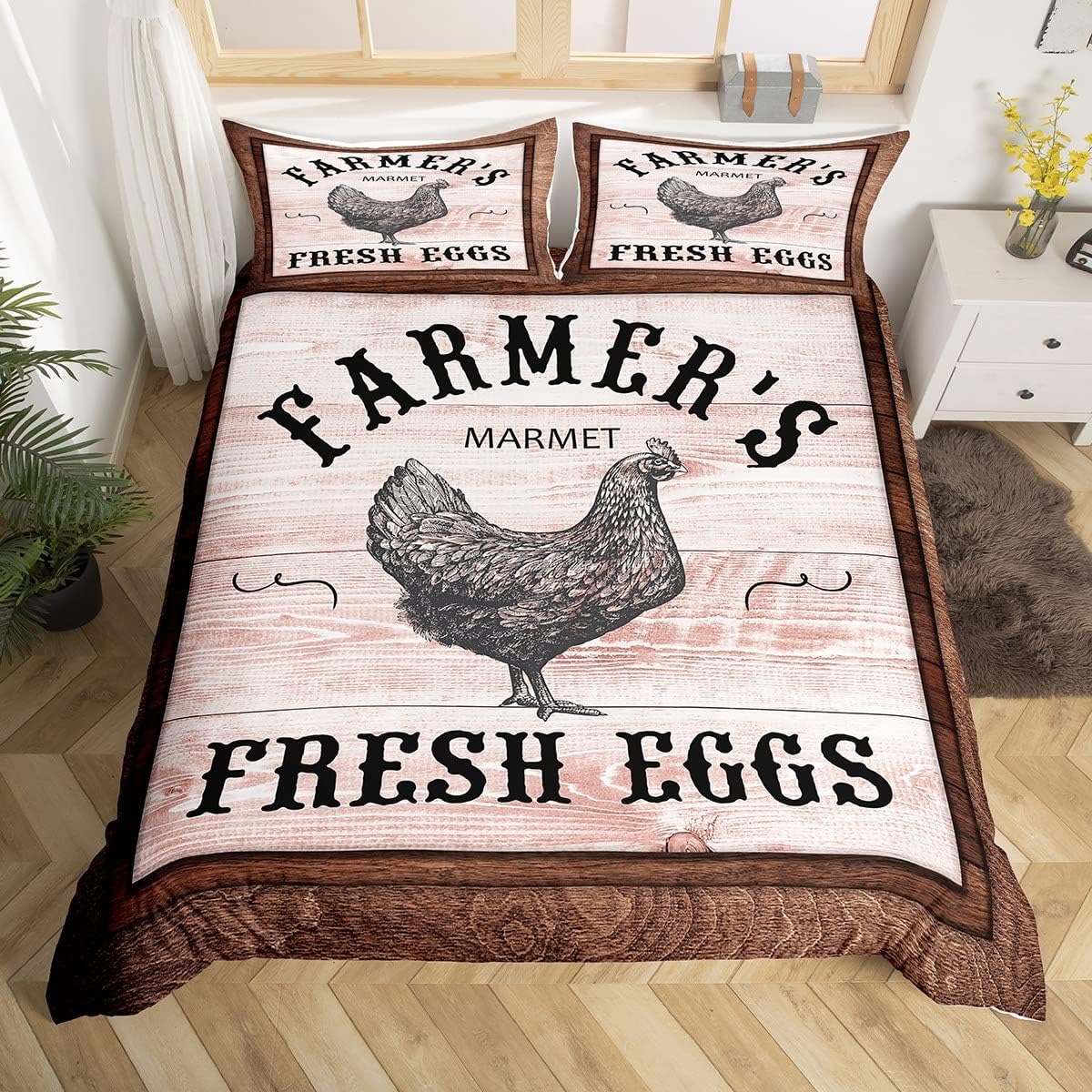 Farmer Bedding Set Farmer Market Fresh Eggs Duvet Covers