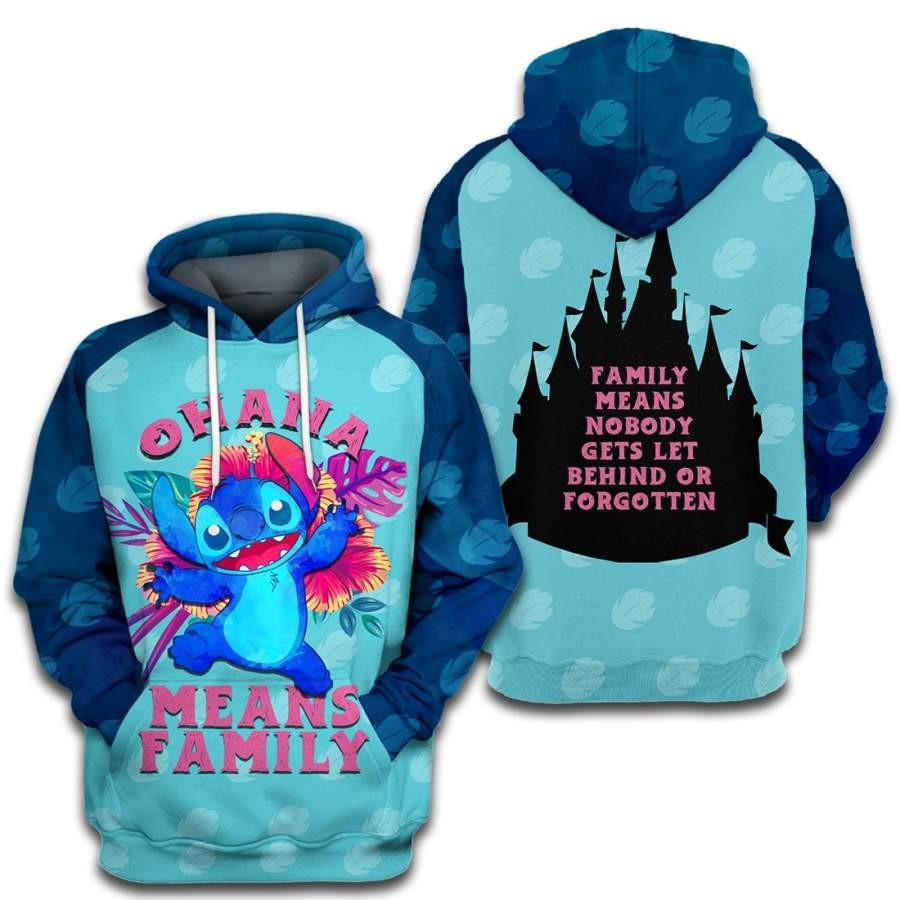 Stitch Disney, Stitch Ohana Means Family Aop Hoodie