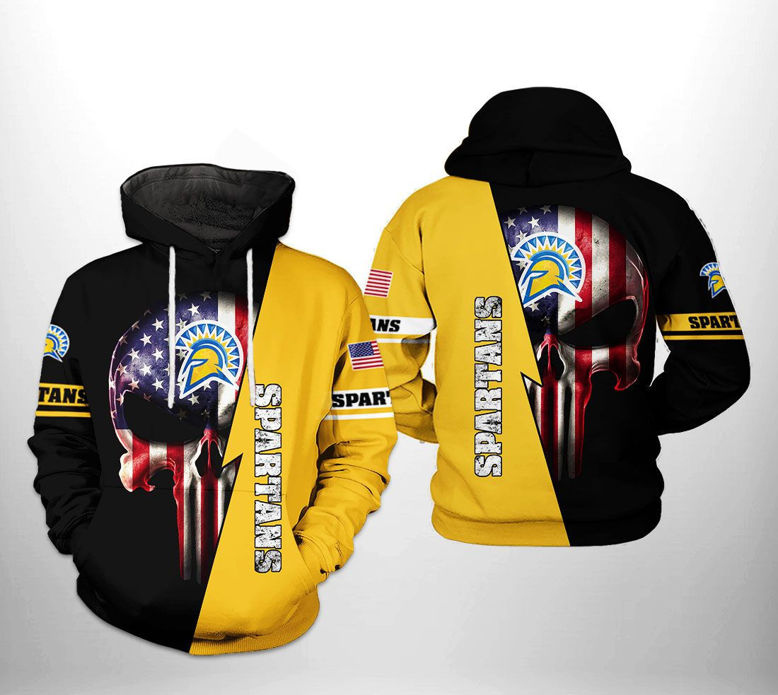 San Jose State Spartans US Flag Skull 3D All Over Print Hoodie & Zip Hoodie