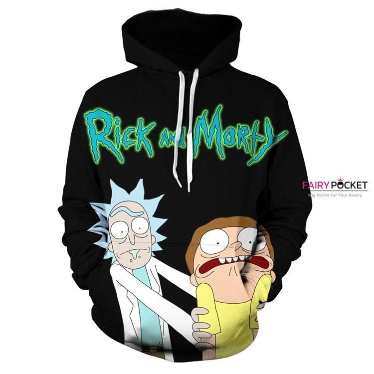 Rick and Morty Black 3D All Over Print Hoodie & Zip Hoodie