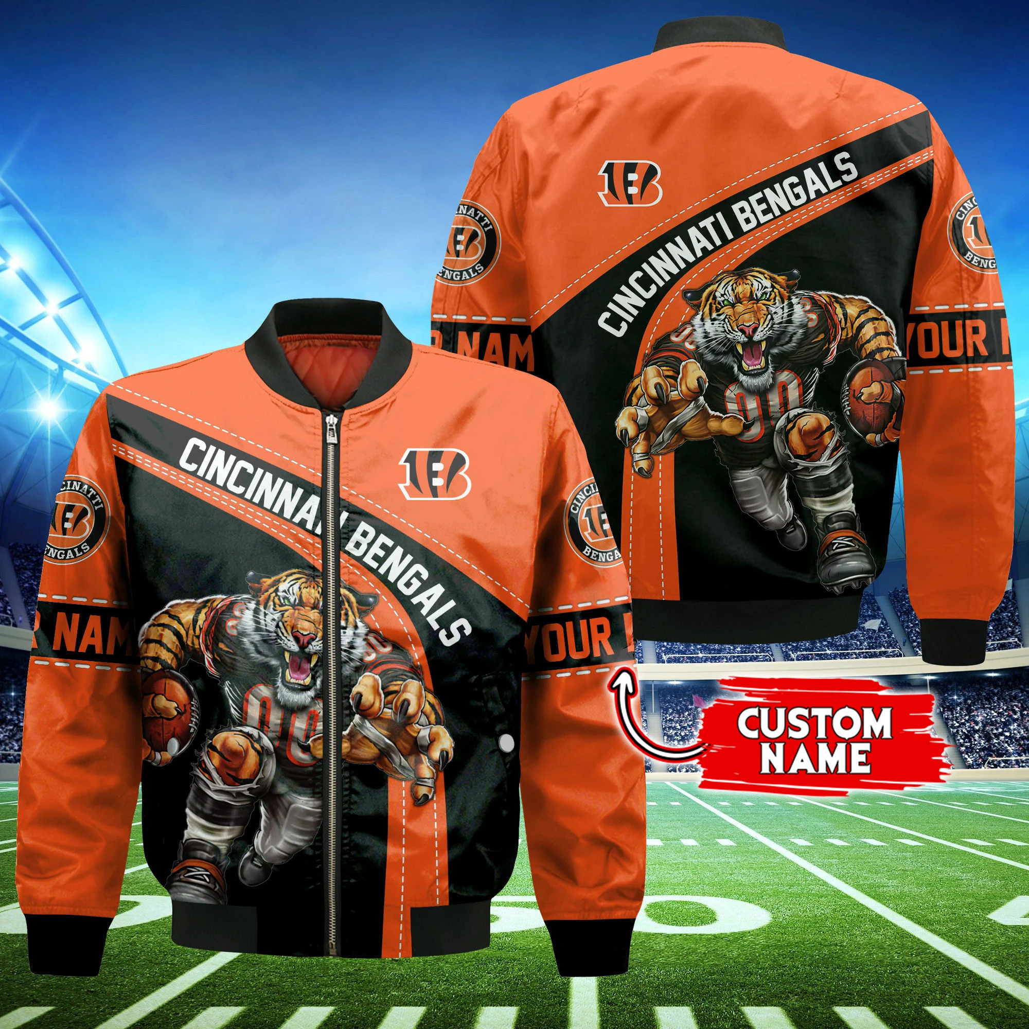 Cincinnati Bengals Personalized Thick Bomber Jacket CS114