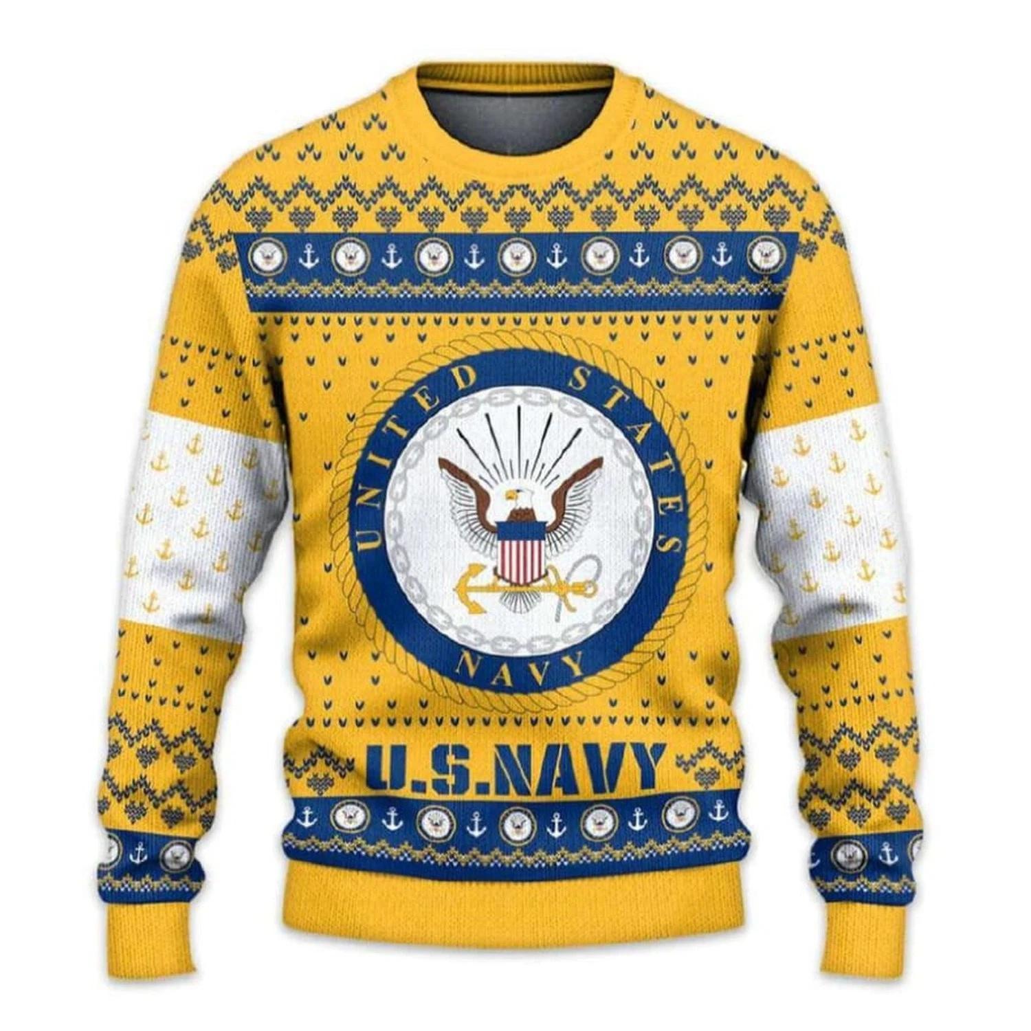 United States NAVY 250th Years Of Service Ugly Christmas Sweater