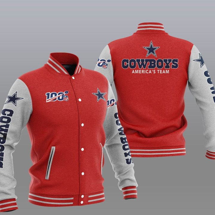 Cowboys Red Grey America Team Baseball Jacket