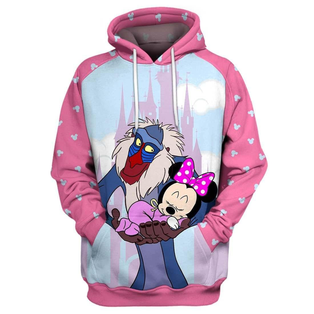Rafiki The Lion King Hug Minnie Mouse Aop Hoodie