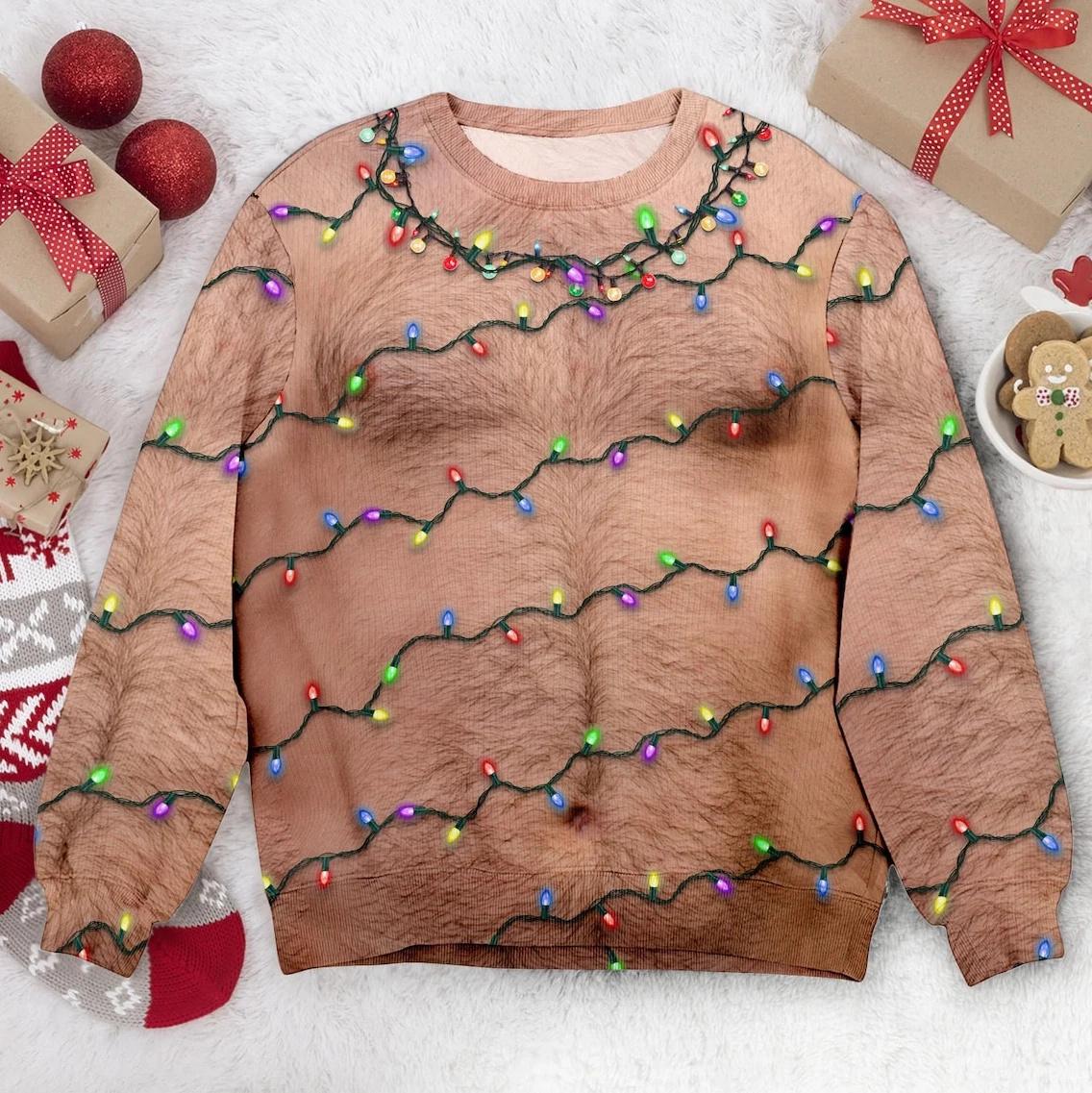 Hairy Chest Ugly Christmas Sweater