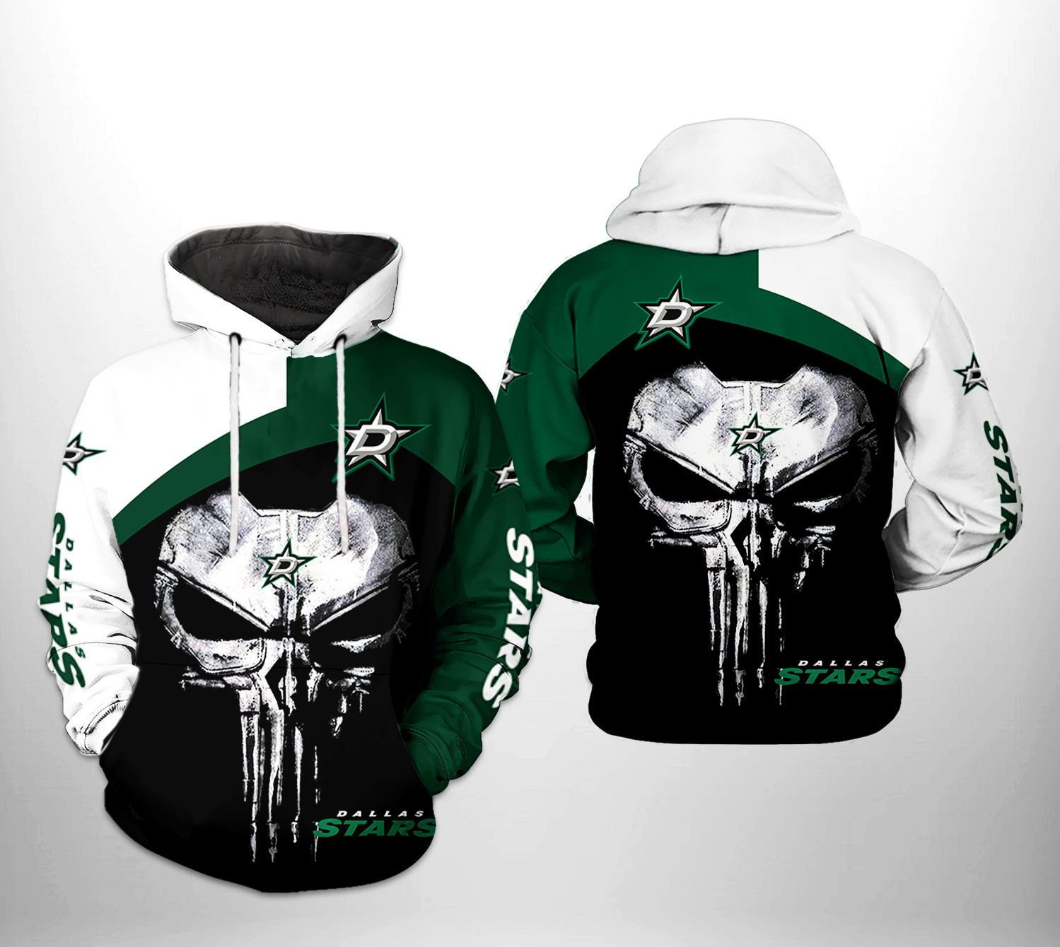 Dallas Stars Skull Punisher 3D All Over Print Hoodie & Zip Hoodie