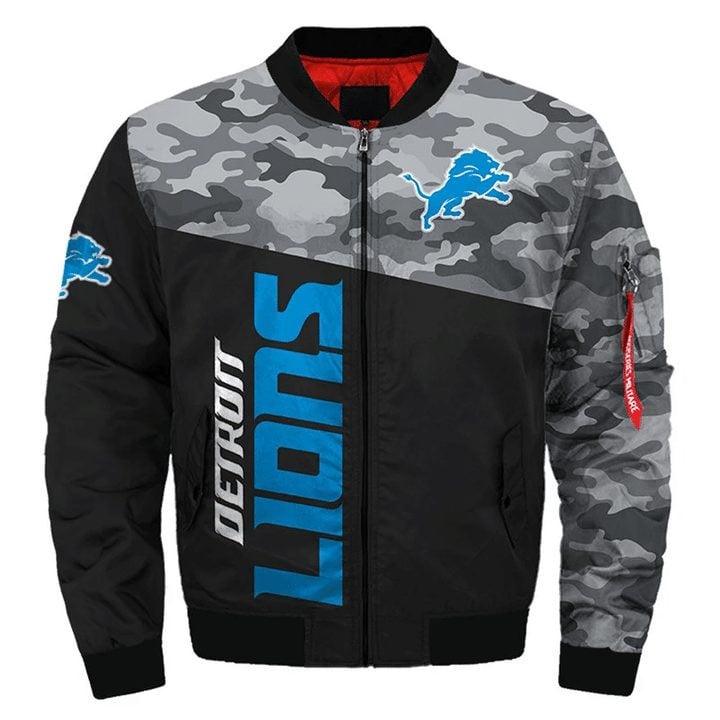 Detroit Lions Black Camo Bomber Jacket