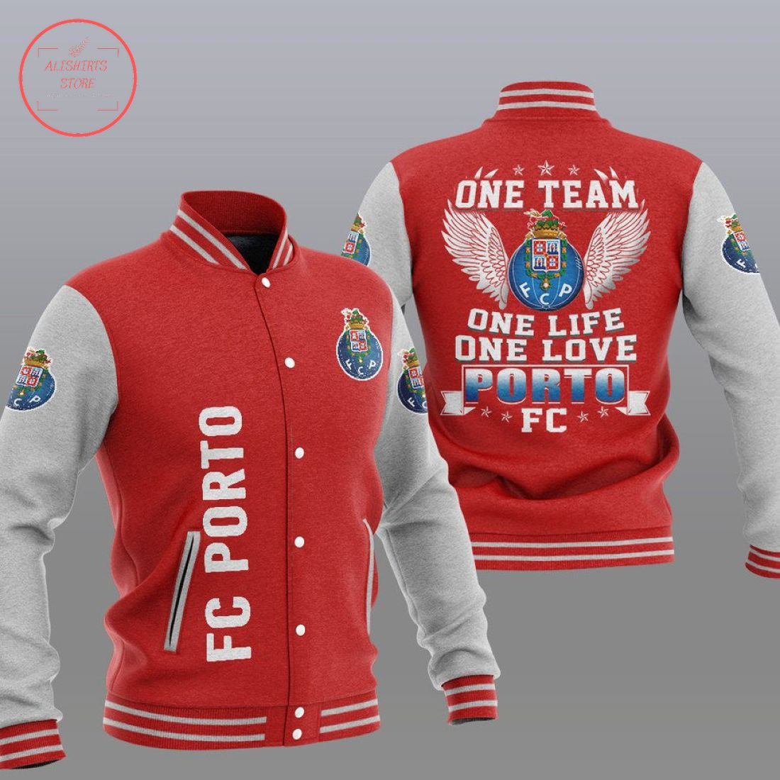 FC Porto Red Grey One Team Baseball Jacket