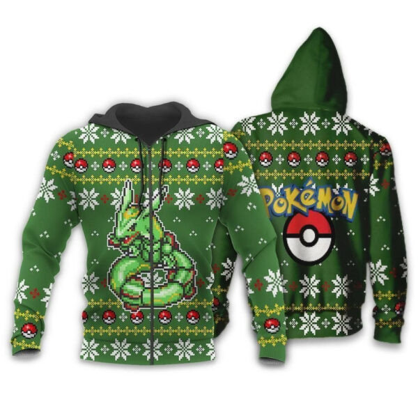 Rayquaza Anime Pokemon Ugly Christmas Sweater 1k846 Cartoon Graphic Outfits Aop 3d Hoodie Zip Hoodie 2893