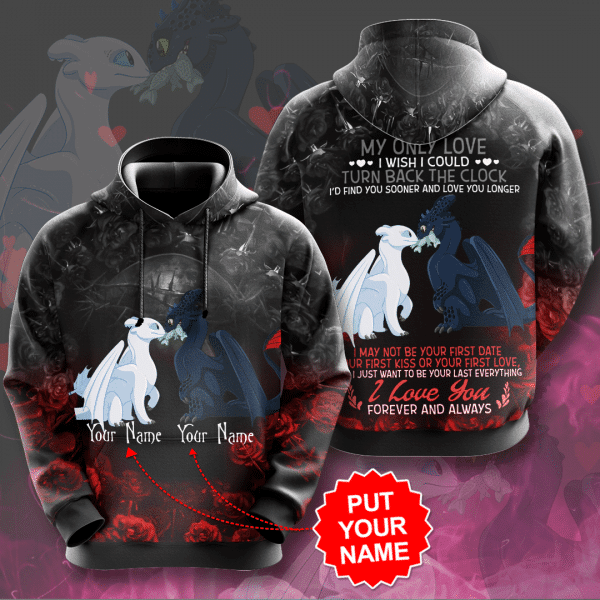 Toothless And Light Fury Design Gift For Fan Custom 3d Hoodie All Over Printed Hoodie 1282