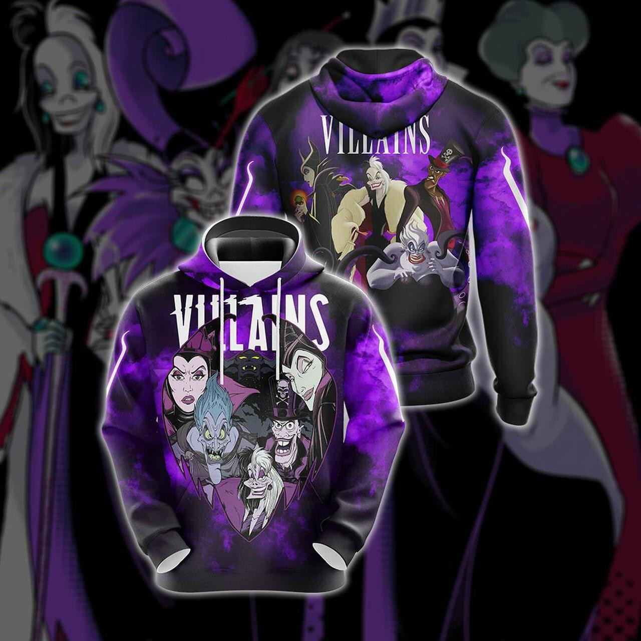 Vilains All Over Print Hoodie, Zip Hoodie 511