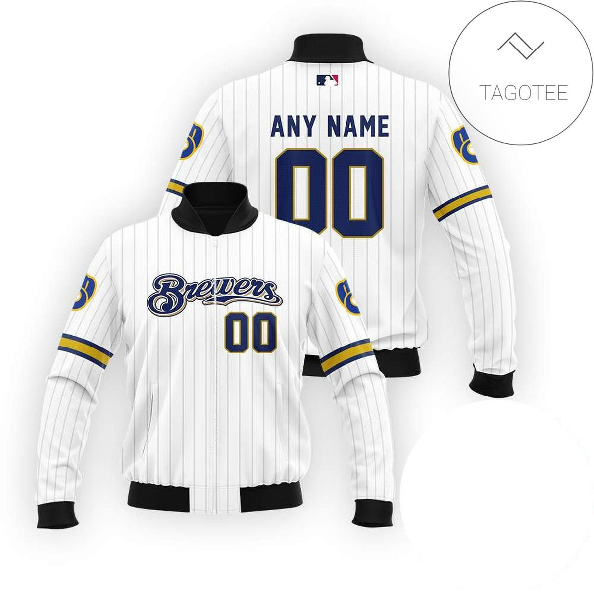 Milwaukee Brewers Custom Name Number Bomber Jacket V4