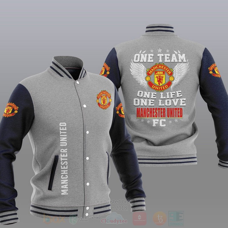 Manchester United Grey Blue One Team Baseball Jacket