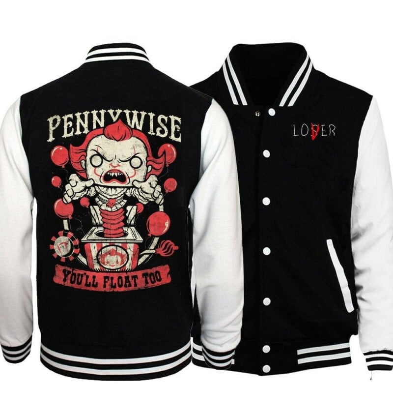 It Movies Pennywise Baseball Jacket Sweatshirt Winter Popular Soft Hoo