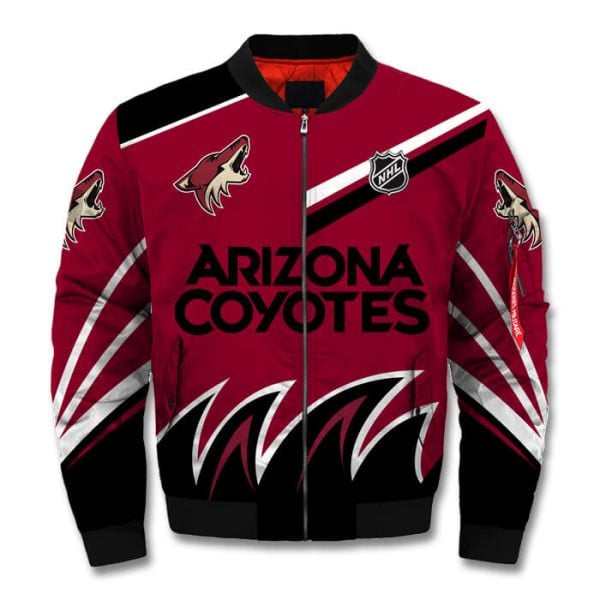 Arizona Coyotes Printful Red Bomber Jacket