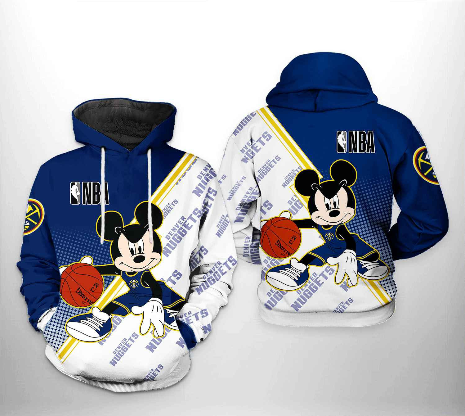 Denver Nuggets Mickey 3D All Over Print Hoodie & Zip Hoodie