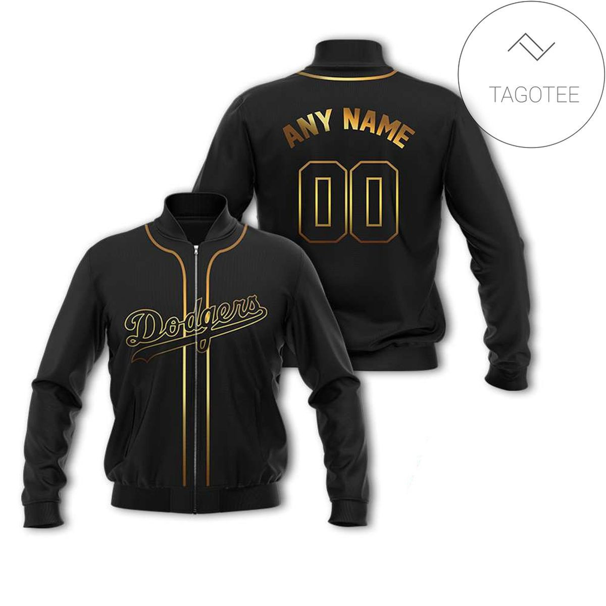 Los Angeles Dodgers Custom Name Number Black Bomber Jacket V1