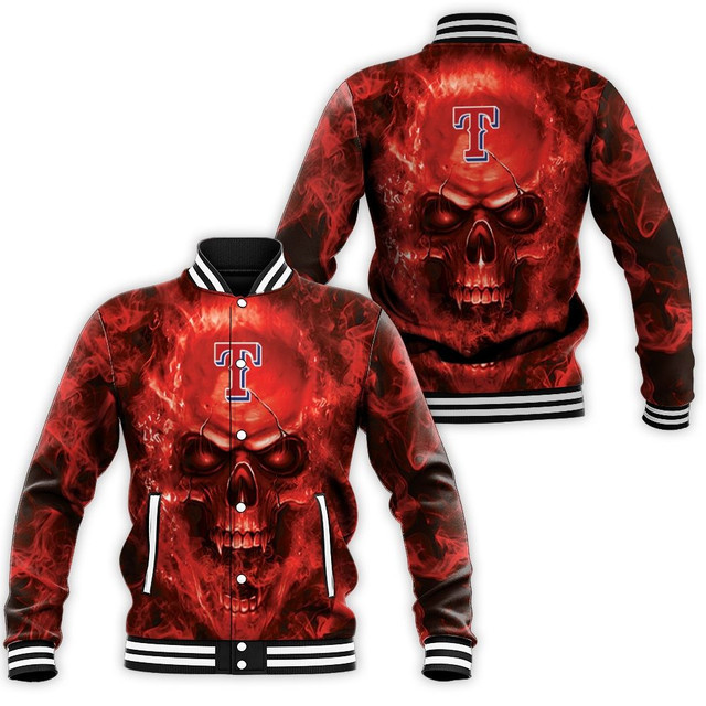 Texas Rangers Fans Skull Baseball Jacket