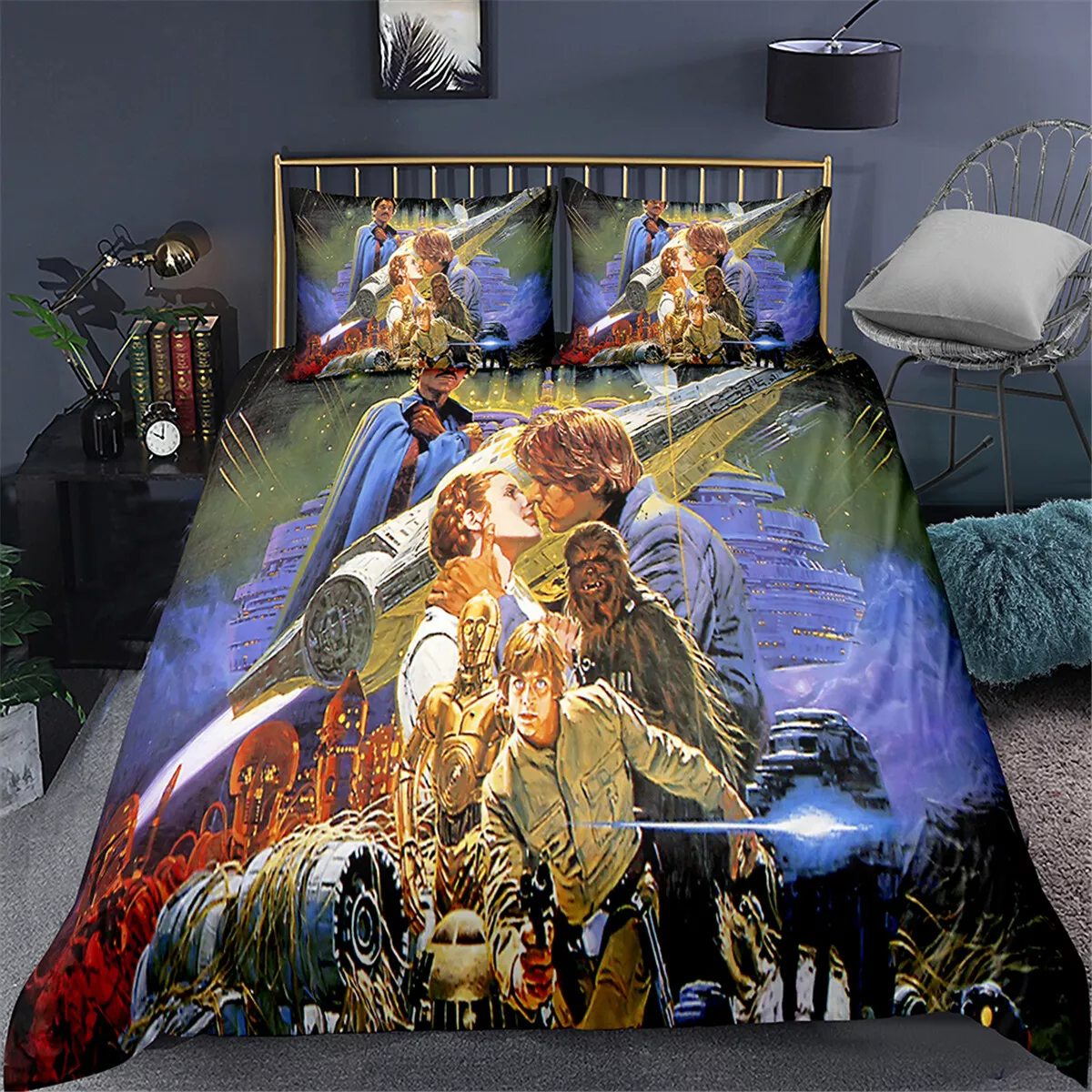 SW Bedding Set SW Characters Movie Poster Vintage Style Duvet Covers