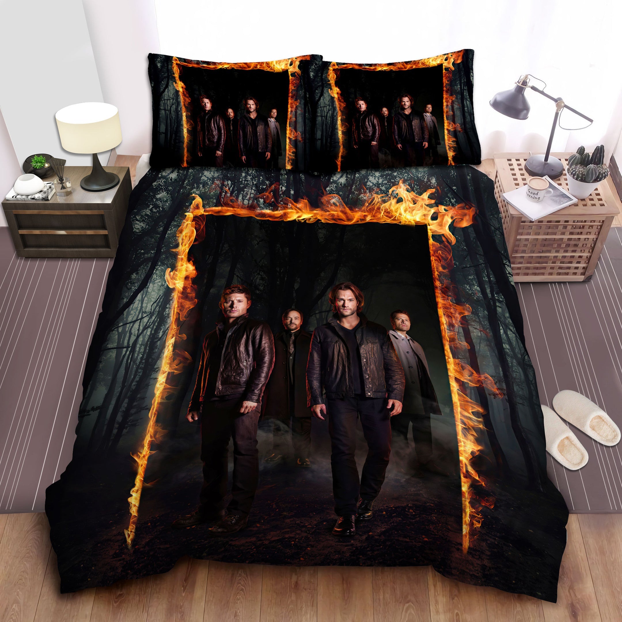 Supernatural Bedding Set Supernatural Main Characters Graphic Duvet Covers