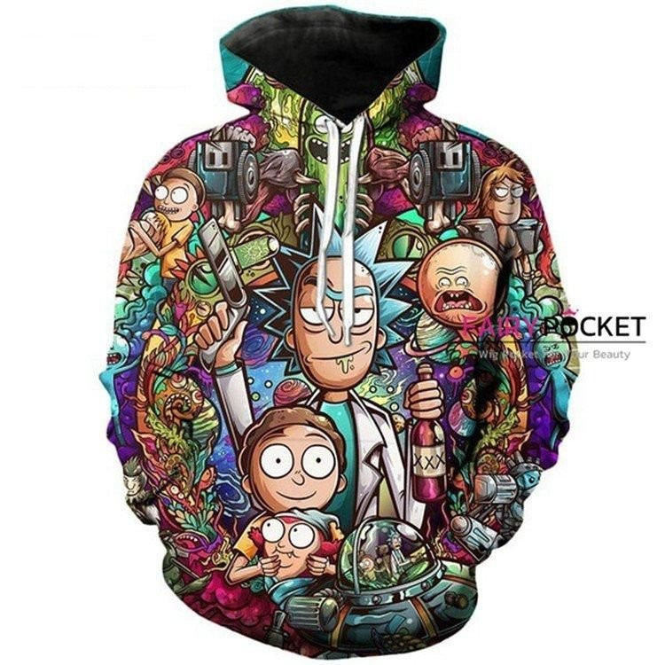 Rick and Morty All in One Multicolor 3D All Over Print Hoodie & Zip Hoodie