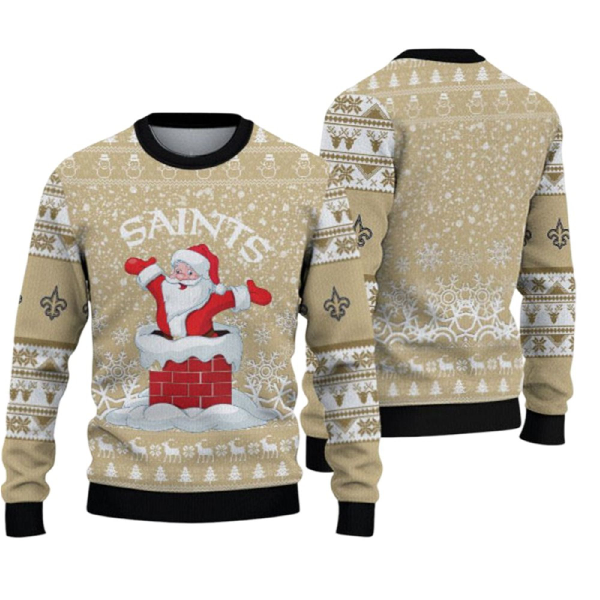 2025 Orleans Saints Santa Ugly Christmas Sweater
