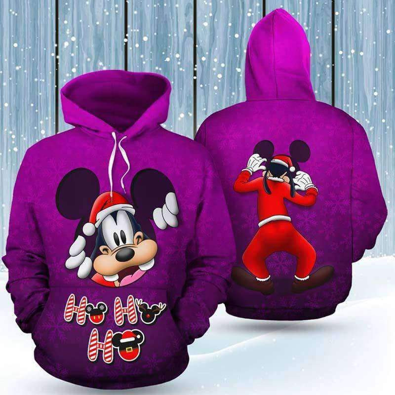 Goofy Peeking Santa Christmas Purple 3D All Over Print Hoodie & Zip Hoodie