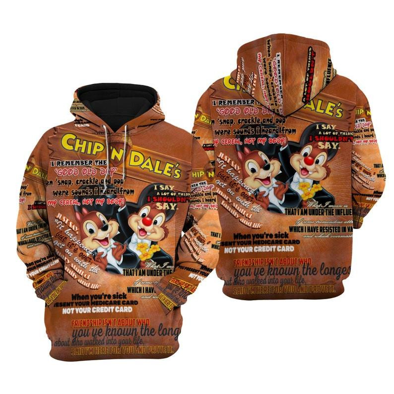 Cartoon Chip 'n' Dale, Quotes All Over Print Hoodie, Zip Hoodie