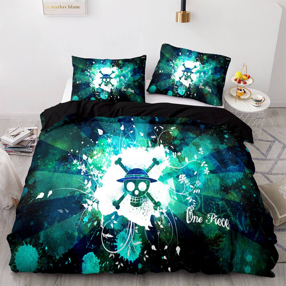 One Piece Bedding Set OnePiece Jolly Roger Graphic Duvet Covers Black