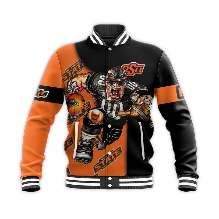 Oklahoma State Cowboys Custom Number Orange Black Baseball Jacket