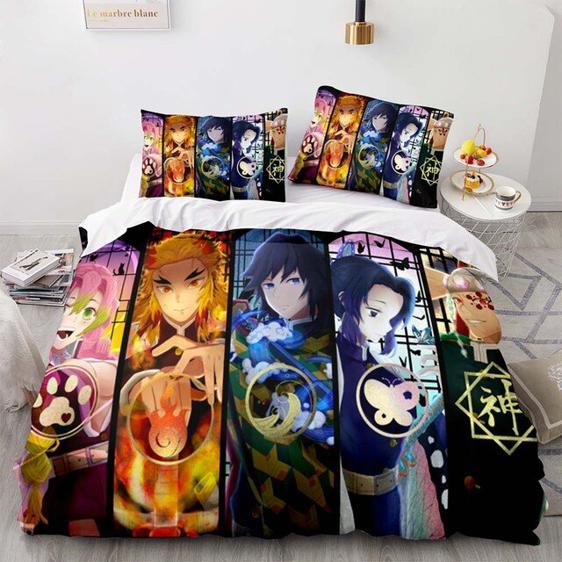 Demon Slayer Bedding Set Demon Slayer Hashiras And Breathing Crest Duvet Covers