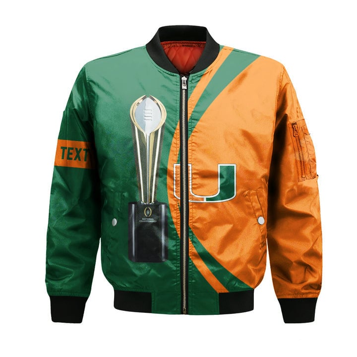 Miami Hurricanes Custom Text Champions Bomber Jacket