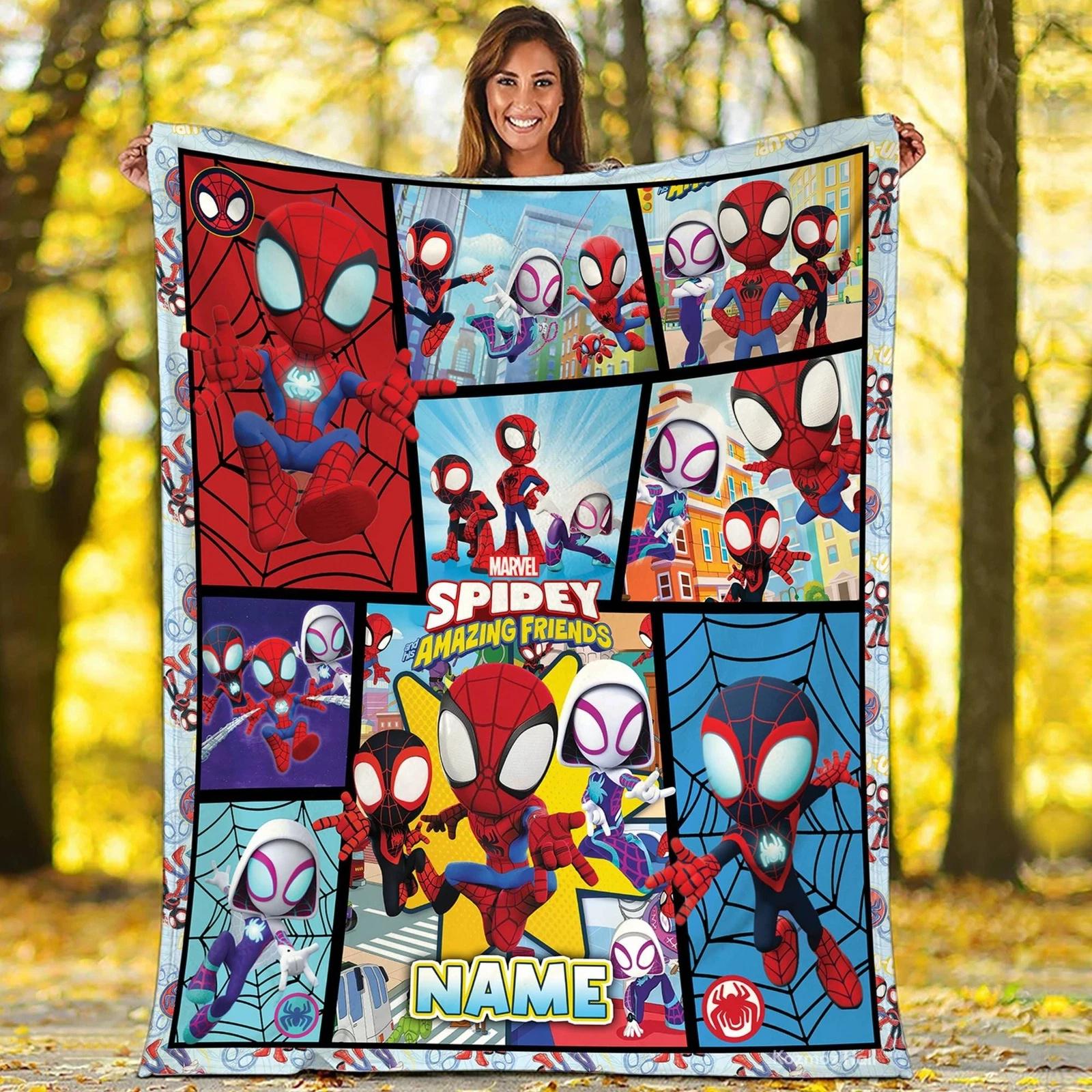 Personalized Spidey And Amazing Friends Fleece Sherpa Blanket