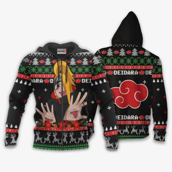 Akatsuki Deidara Christmas Naruto Anime 1k436 Cartoon Graphic Outfits Aop 3d Hoodie, Zip Hoodie 889