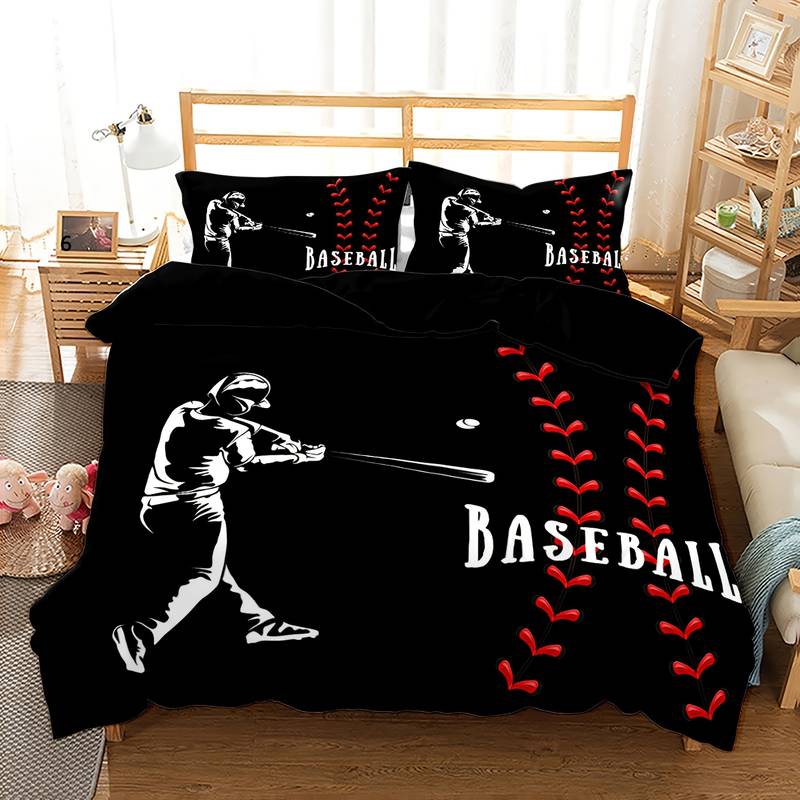Baseball Bedding Set Baseball Palyer Hitting Pose Duvet Covers