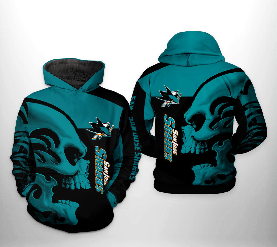 San Jose Sharks Skull 3D All Over Print Hoodie & Zip Hoodie