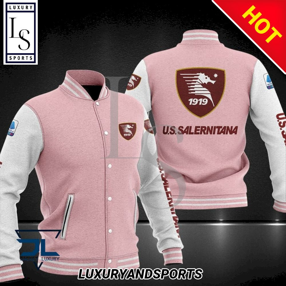 US Salernitana Pink White Baseball Jacket