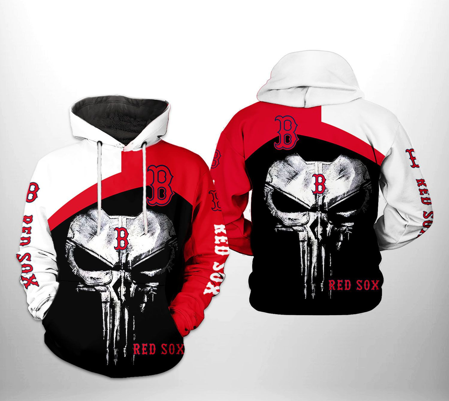 Boston Red Sox MLB Skull Punisher 3D All Over Print Hoodie & Zip Hoodie
