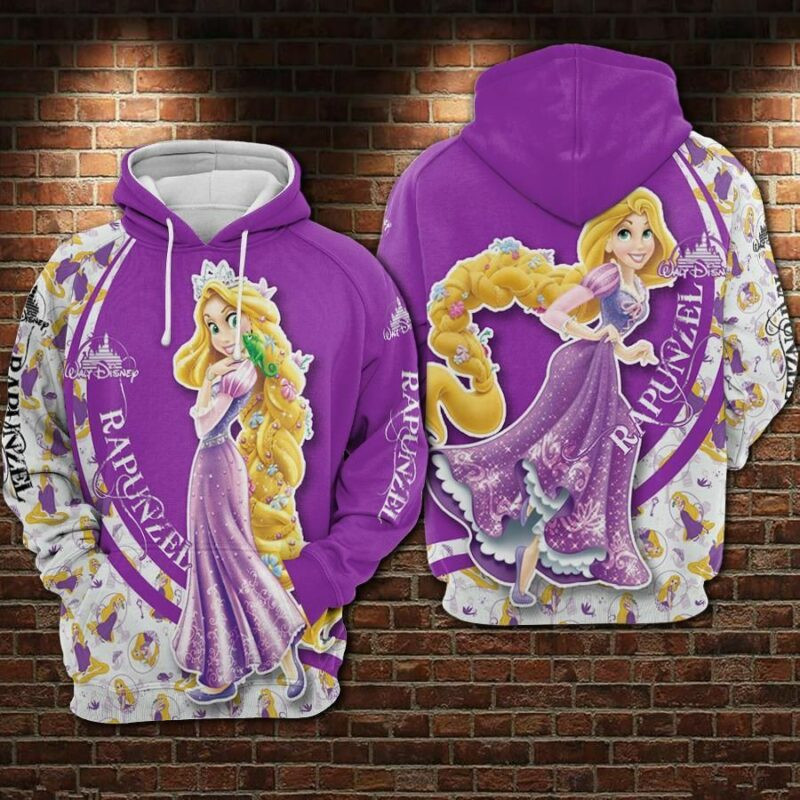 Rapunzel And Pascal Cartoon Tangled Over Print 3d Hoodie Zip Hoodie