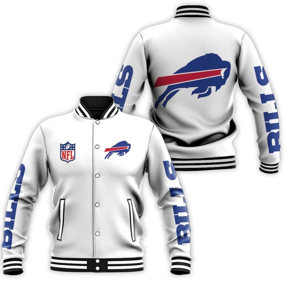 Buffalo Bills White Baseball Jacket