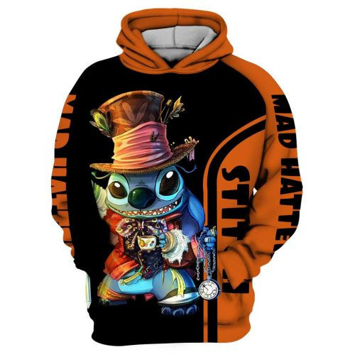 Stitch Art Mad Hatter Lilo And Stitch Art Alice In Wonderland 3D All Over Print Hoodie & Zip Hoodie