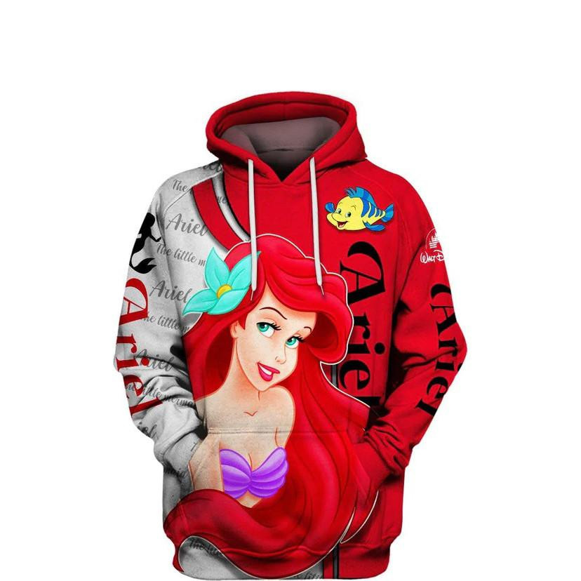 Ariel And Flounder The Little Mermaid, Princess All Over Print Hoodie