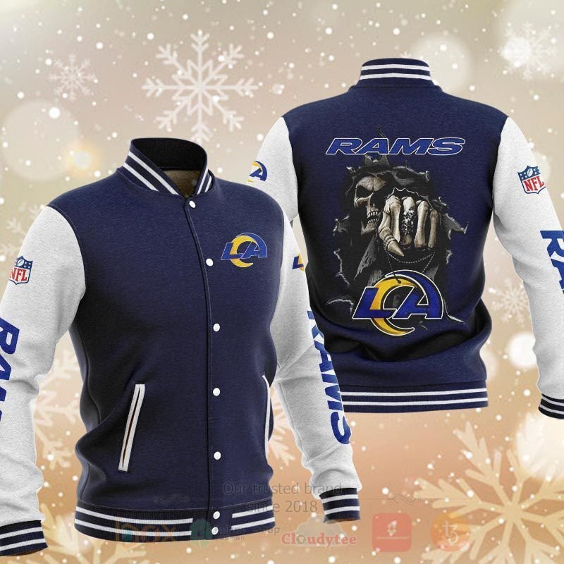 Los Angeles Rams Rugby Skull Dark Blue Baseball Jacket