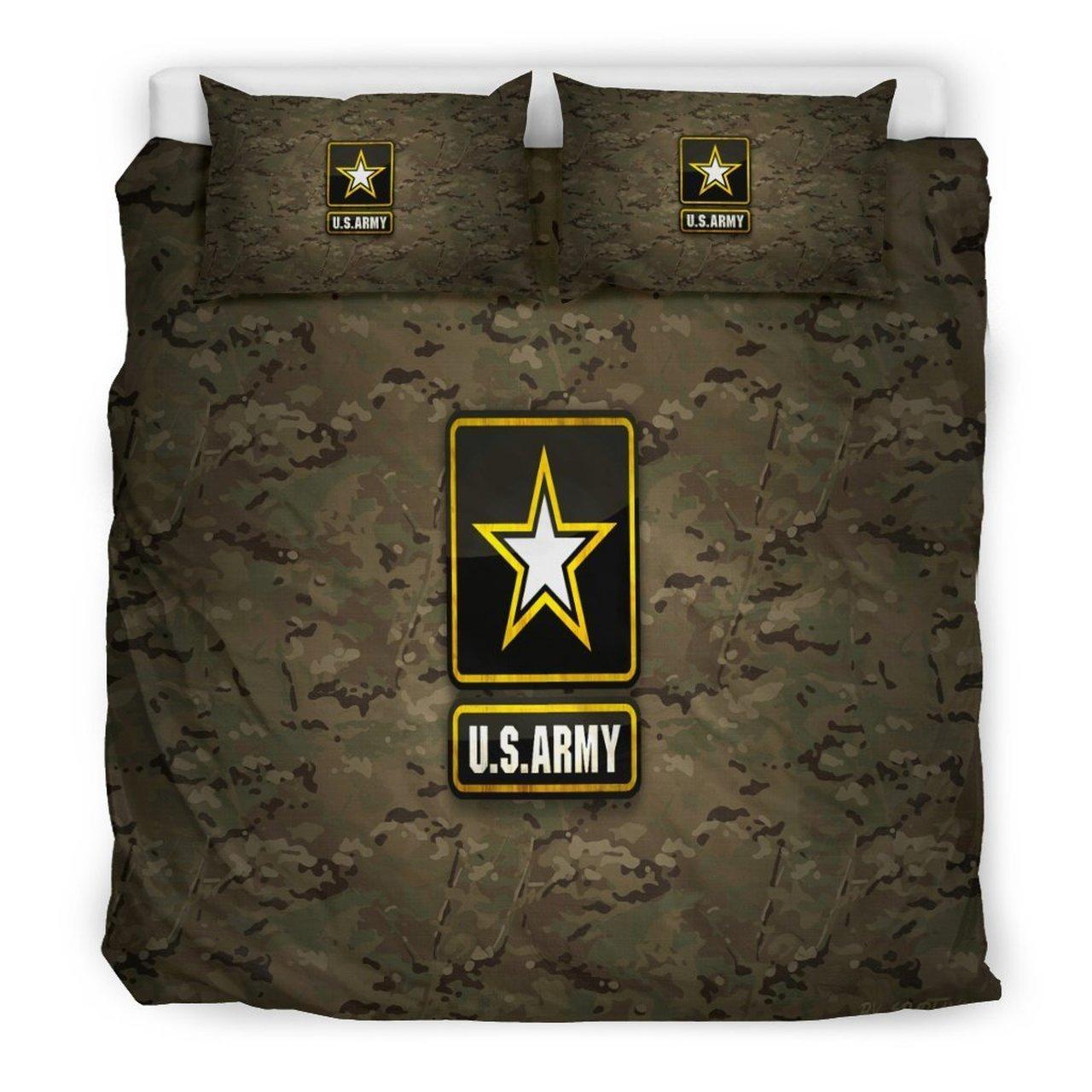 Veteran Bedding Set US Army Symbol Camoflage Pattern Duvet Covers