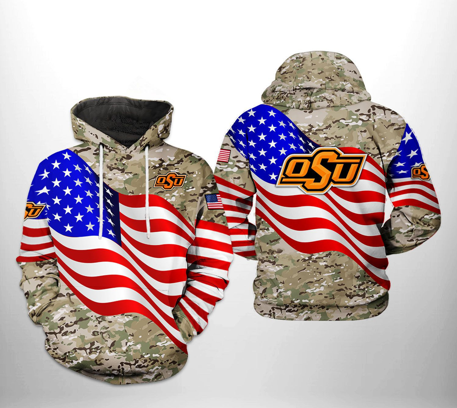Oklahoma State Cowboys US Flag Camo Veteran 3D All Over Print Hoodie & Zip Hoodie