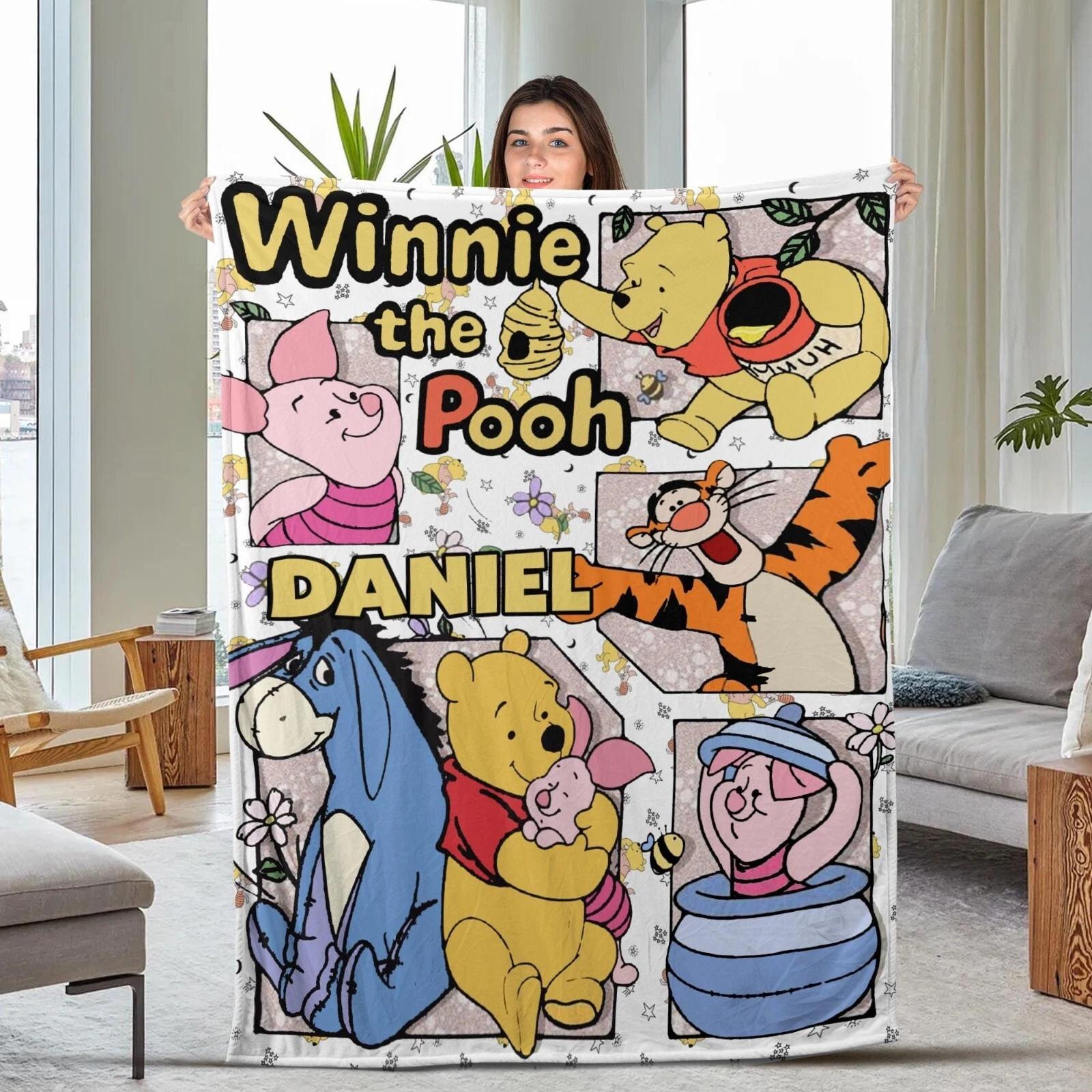 Personalized Winnie The Pooh And Friends Fleece Sherpa Blanket