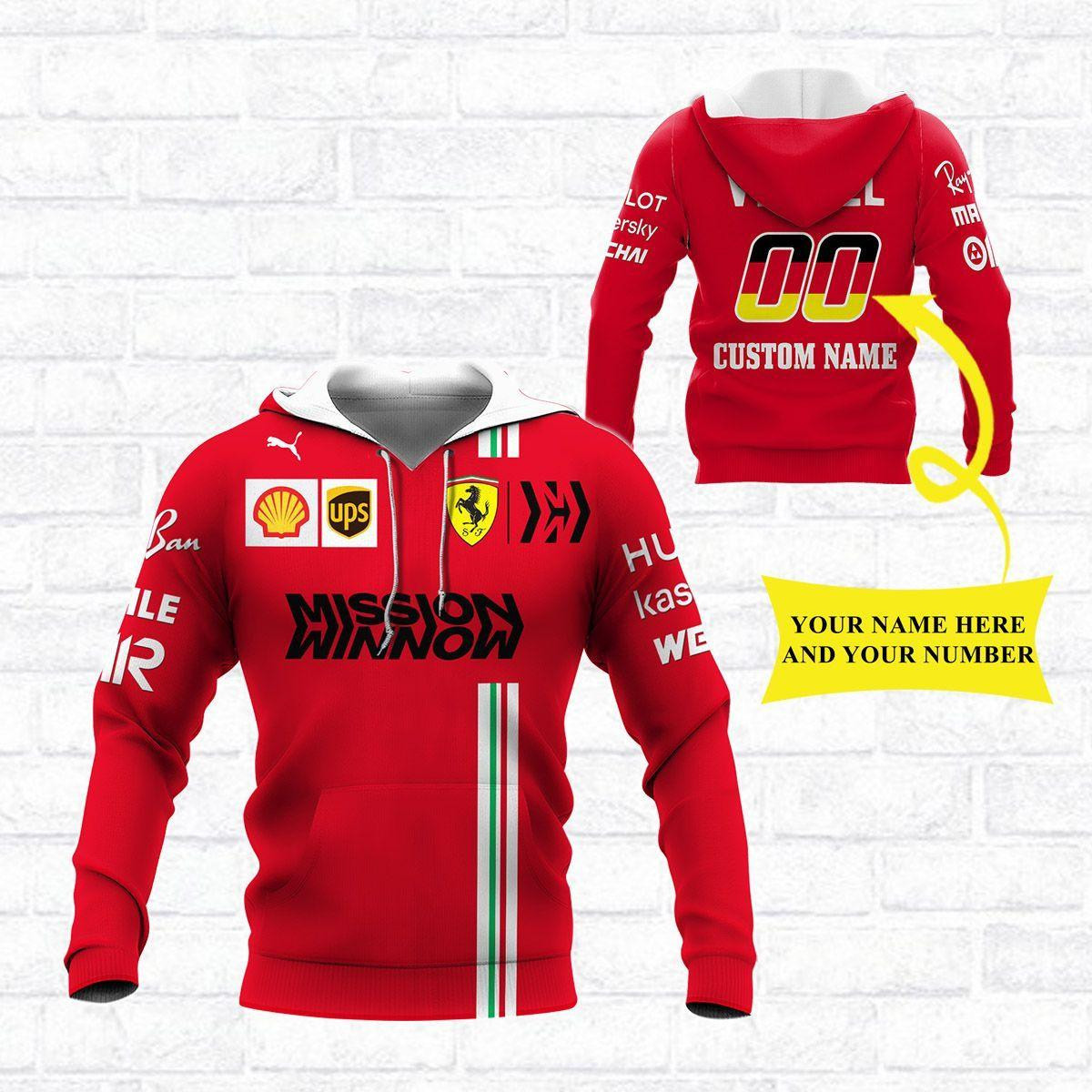 Custom Name And Number Scuderia Ferrari Luxyry Racing Car F1 8k135 3d Zip Hoodie Hoodie Ii0