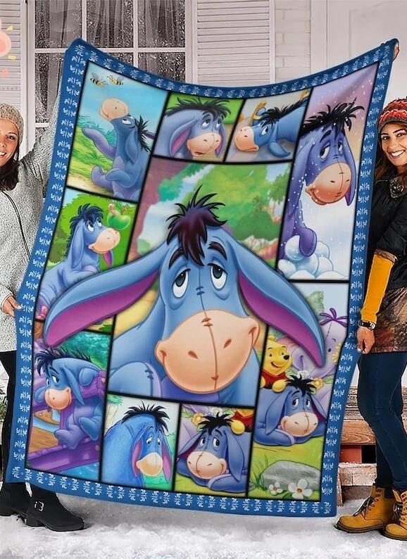 Cute Eeyore Donkey Fleece Sherpa Blanket
