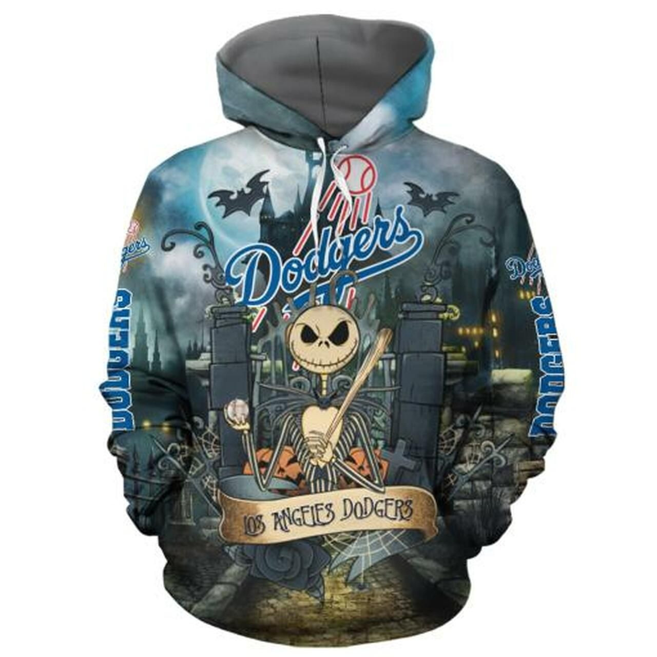 Los Angeles Dodgers With Jack Skellington 3D All Over Print Hoodie & Zip Hoodie